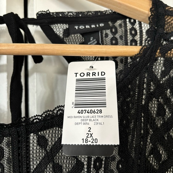 NWT TORRID Midi Rayon Slub Lace Trim Dress - Picture 7 of 7